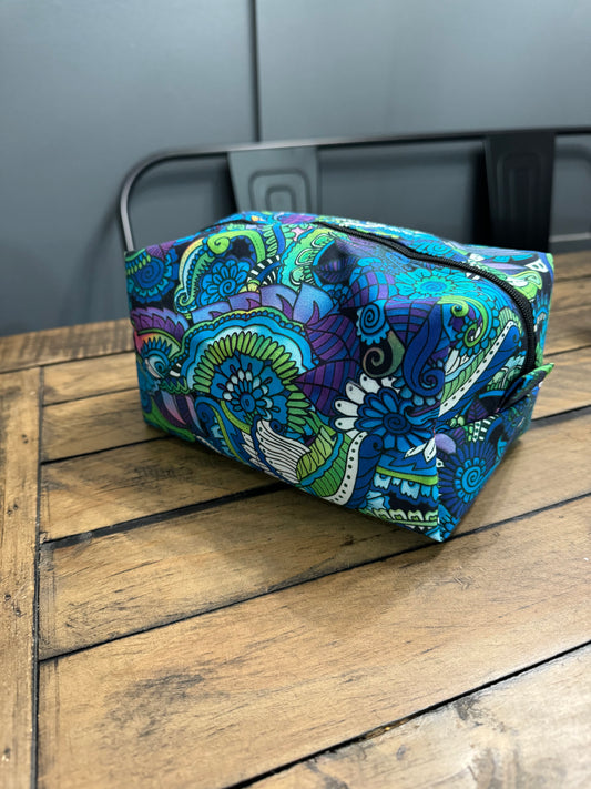 Blue and Green Swirl Makeup Bag